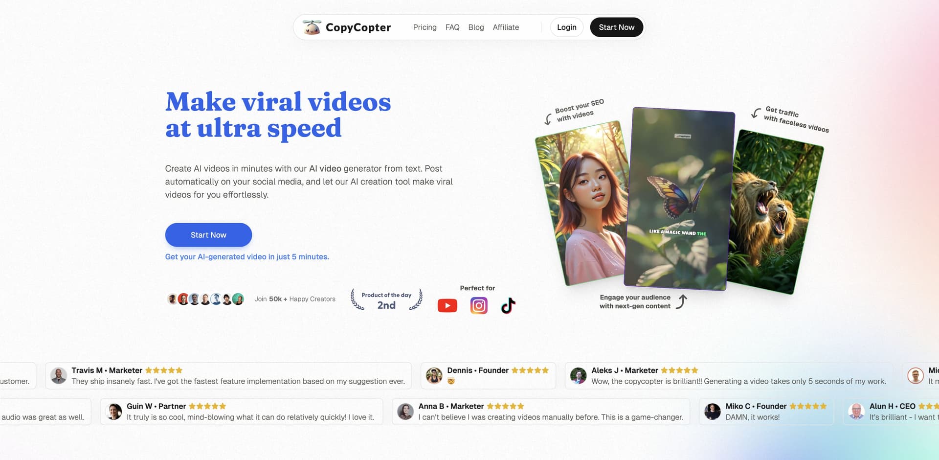 CopyCopter.ai interface screenshot
