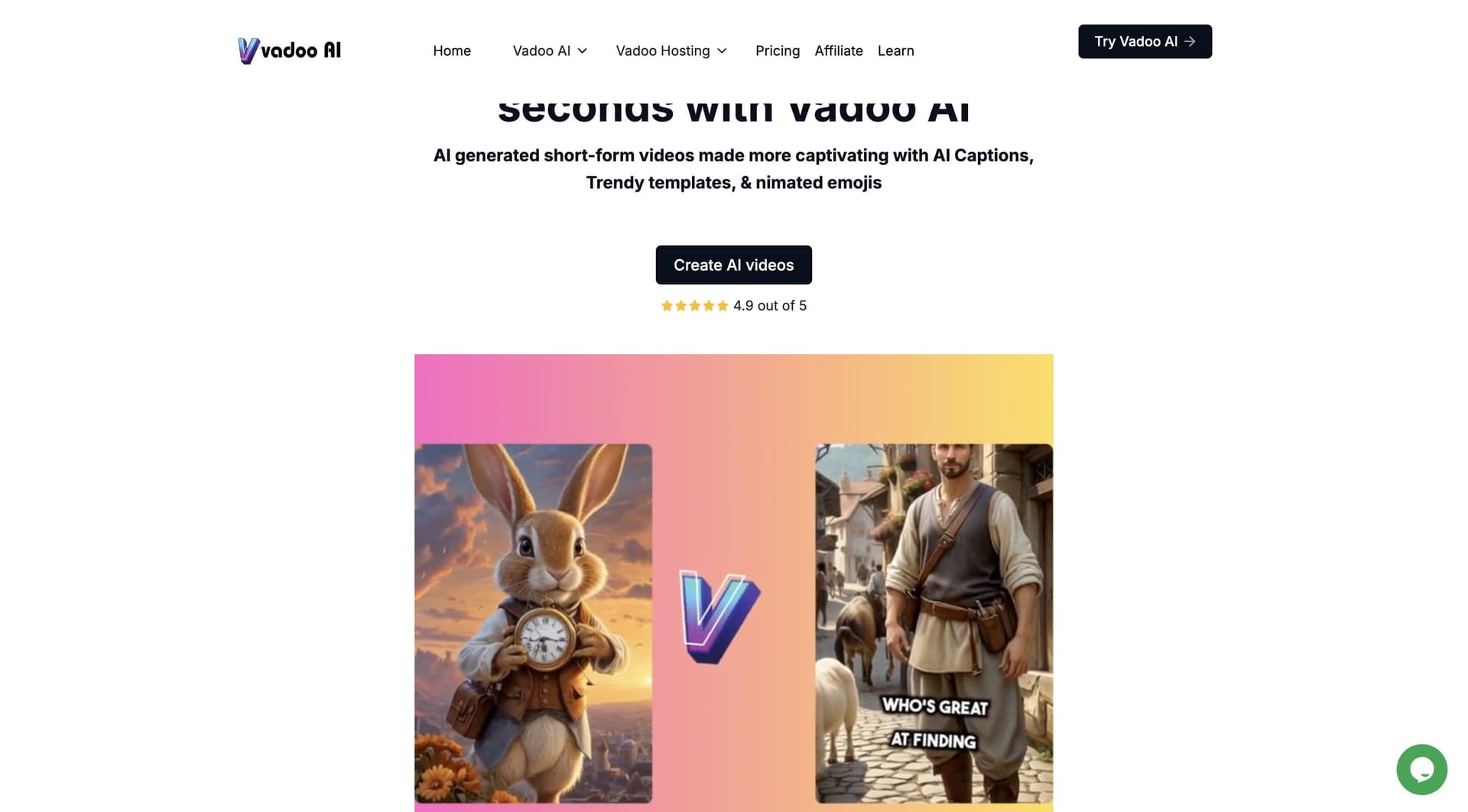 Vadoo AI interface screenshot