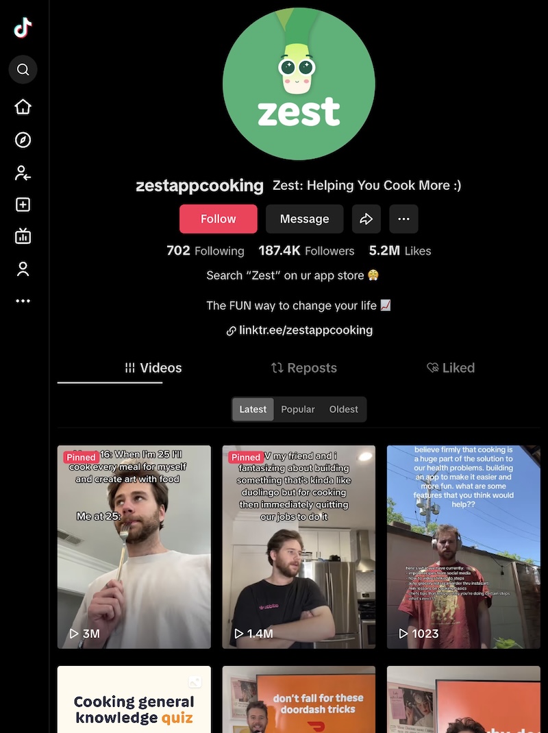 Zest Cooking app interface showing recipes